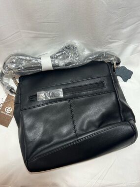Giani Bernini Black Faux Leather Messenger Crossbody